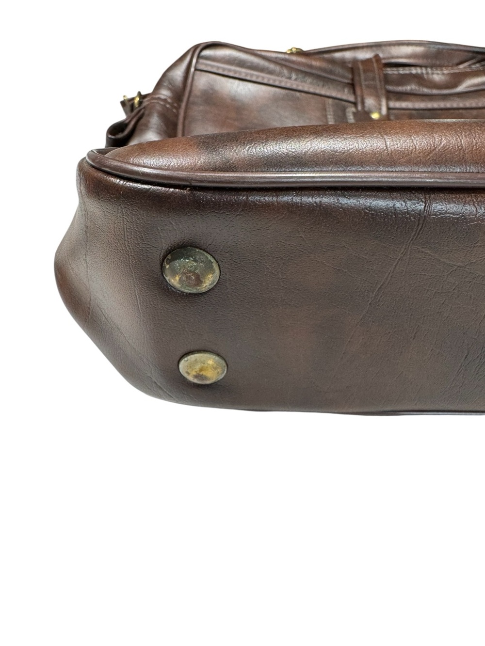 Vintage Porsche Brown Leather Gold Logo Brass Hardware Shoulder Briefcase - Picture 10 of 12